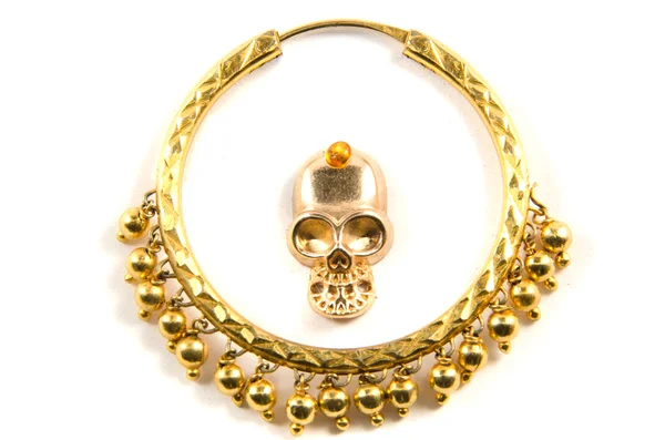 Golden maya skull — Stock Photo, Image