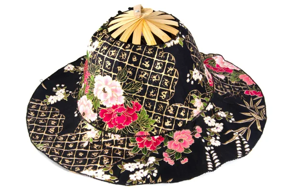 Beyaz arka plan üzerinde izole kadın yaz hasır şapka — Stok fotoğraf