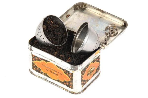 Çay ve şeker kase bir tepsi — Stok fotoğraf