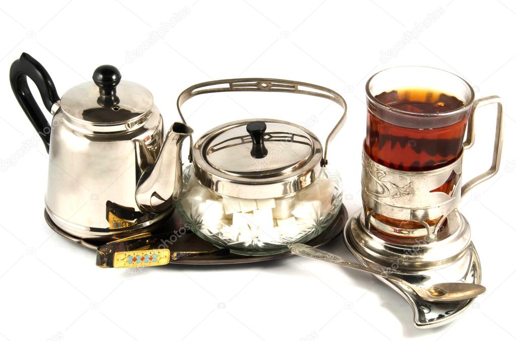 tea and sugar bowl on a tray