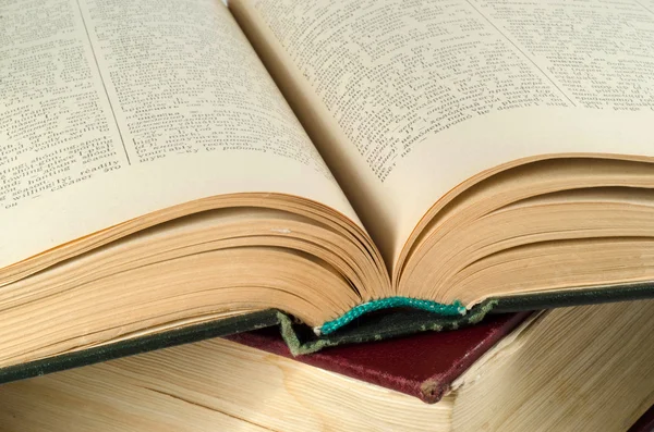 Close up of open textbook with blank pages — Stock Photo, Image