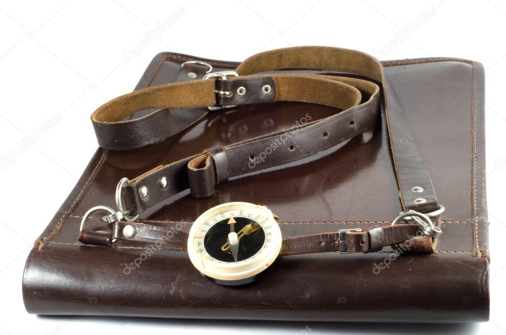 military commander's brown leather bag for documents
