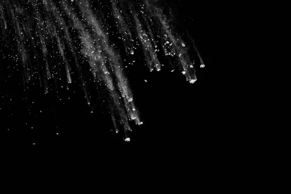 Explosión Polvo Blanco Aislado Sobre Fondo Negro Partículas Polvo Blanco —  Fotos de Stock