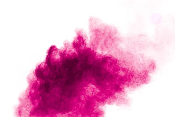 Explosión Polvo Color Rosa Aislado Sobre Fondo Blanco Salpicadura Polvo —  Fotos de Stock