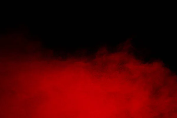 Red Powder Explosion Cloud Black Background — Stock Photo, Image