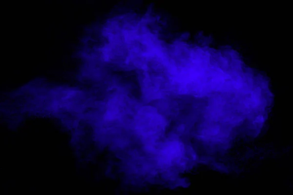 Blue Color Dust Particles Splash Black Background — Foto de Stock