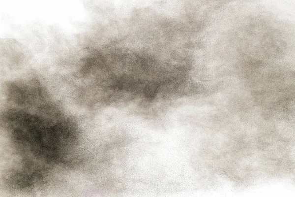 Esplosione Polvere Nera Sfondo Bianco Particelle Polvere Nera Spruzzando — Foto Stock