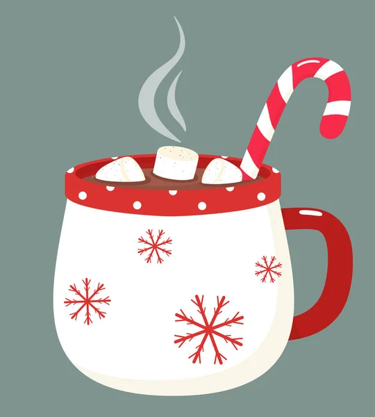 Nice Mug Hot Chocolate Marshmallows Sweets Vector Illustration Flat Style — Stock Vector
