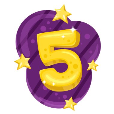 Mutlu yıllar, 5. yıldönümü. Parlak renkli çocukların çizimi. Vektör