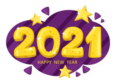 - Mutlu yıllar. Parlak ve şehvetli sayılar. Parlak ve yıldızlı. El yazısıyla yazılmış numaralar 2021. Sembol. Vektör illüstrasyonu.