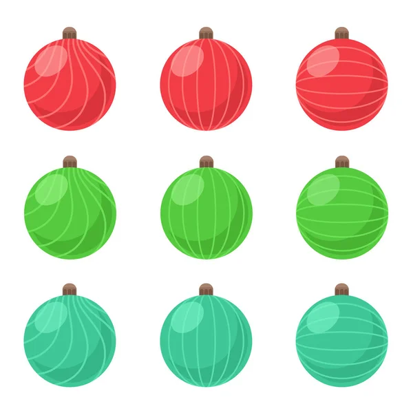 Colección Bolas Navidad Tres Colores Ilustración Vectorial — Archivo Imágenes Vectoriales