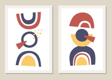 Minimalizm tarzında modaya uygun şekiller, duvarlar, kartlar, broşürler, ambalajlar, kapaklar için harika bir dekorasyon. Vektör illüstrasyonu