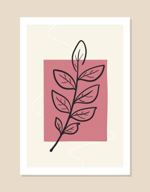 Botanik duvar sanat vektörü. Kolajlar, posterler, kapaklar için soyut desen, duvar dekorasyonu için ideal. Vektör. 