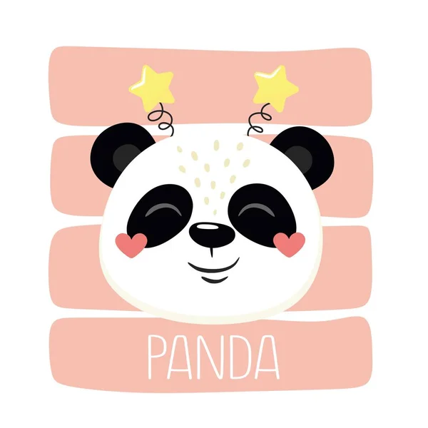Panda Alegre Con Estrellas Cabeza Ilustración Vectorial — Archivo Imágenes Vectoriales