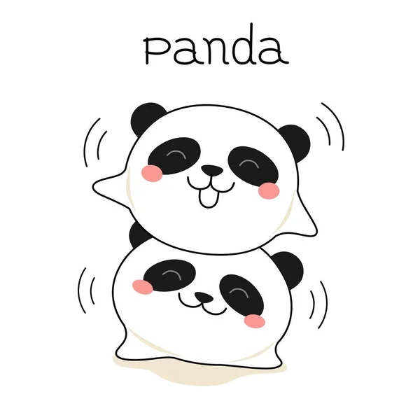Słodkie Szczęśliwe Pandy Zwierzęta Ilustracja Dla Dzieci Druk Wektor — Wektor stockowy