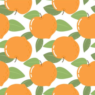 Şeftalili kusursuz desen. Duvar kağıdı, kumaş ve kağıt için parlak desen. Vektör.