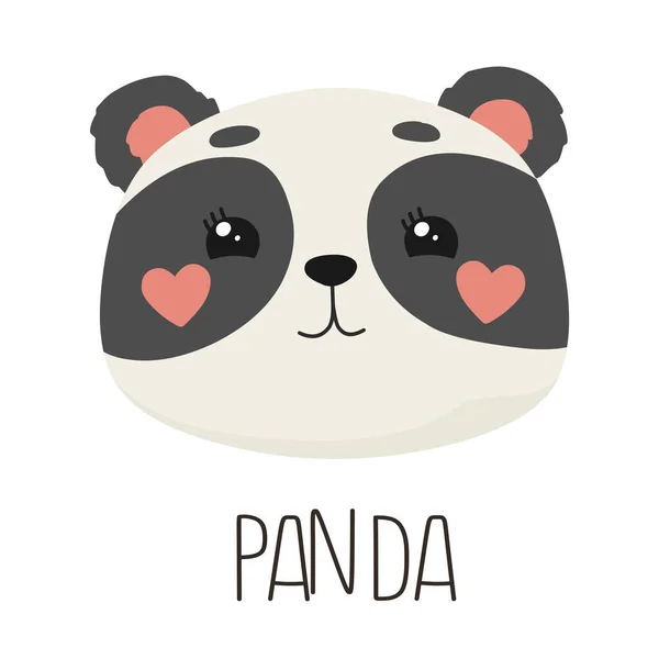 Feliz Panda Con Palabra Panda Linda Ilustración Bebé Impresión Para — Archivo Imágenes Vectoriales