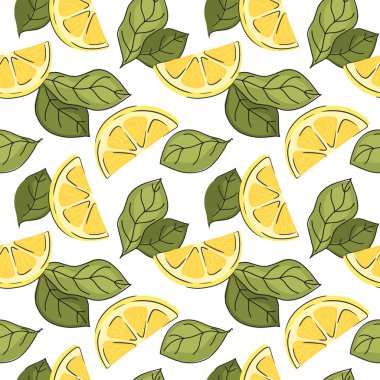 Parlak limonlu kusursuz bir desen. Vektör illüstrasyonu.