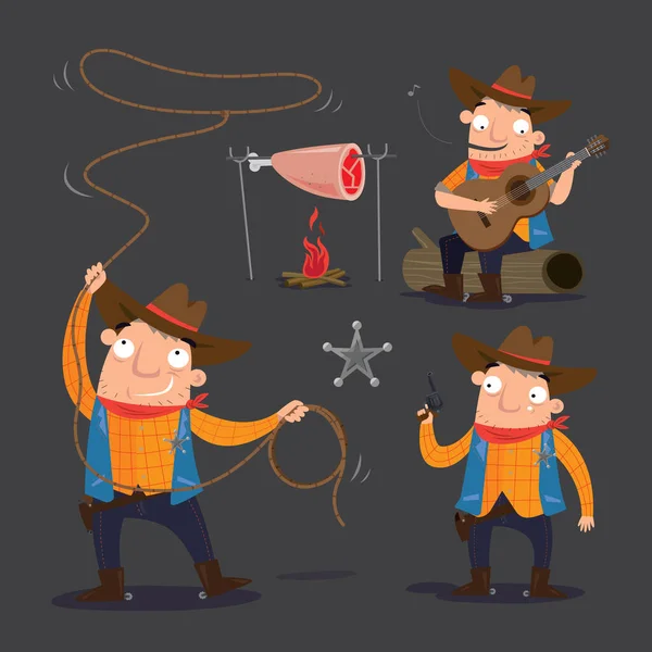 Cartoon Illustratie Van Levensstijl Van Een Cowboy — Stockvector