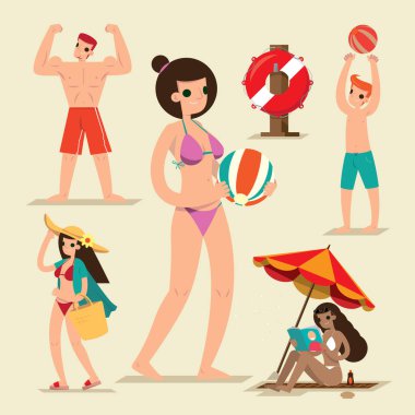 Sahilde bir grup grafiker.