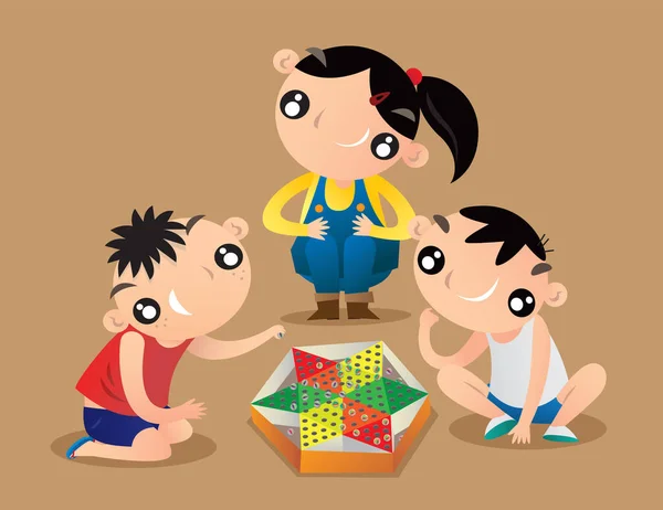 Spiele Hongkonger Kinder Spielen Chinesische Steine — Stockvektor