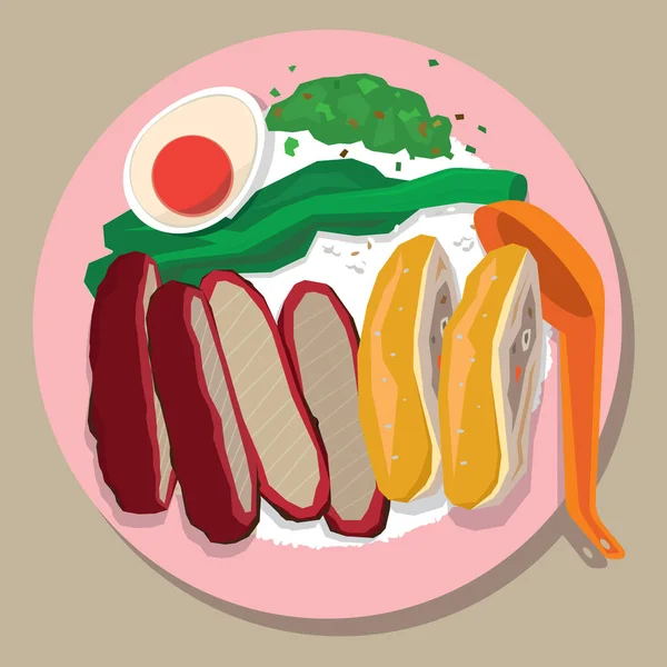 Ilustração Vetorial Prato Farinha Carne Assada Hong Kong —  Vetores de Stock
