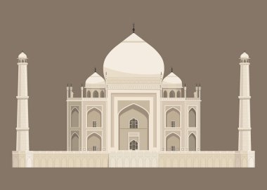 Hindistan 'daki Taj Mahal mozolesinin vektör illüstrasyonu