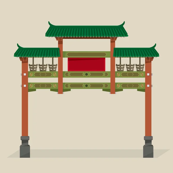 Vector Illustration Traditional Style Chinese Gate — Stock Vector