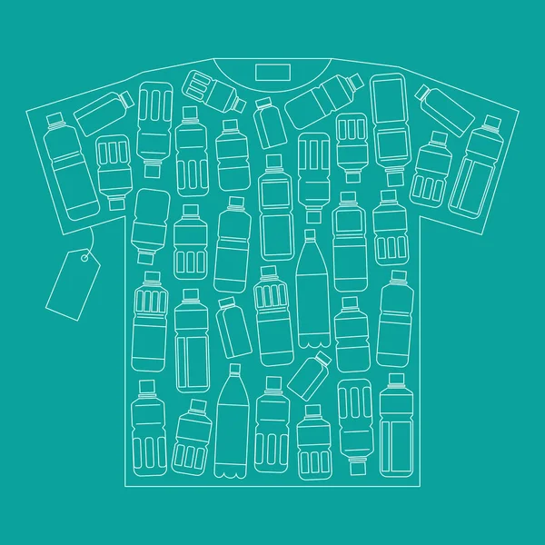 Graphique Conceptuel Shirt Plastique Recyclé Déchets Bouteilles — Image vectorielle