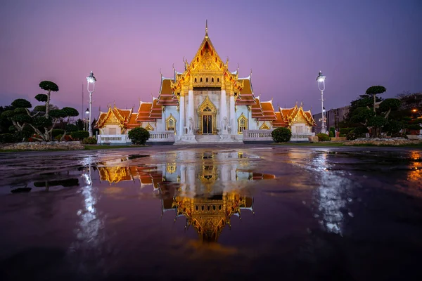 Marmortempel Von Bangkok Thailand Der Berühmte Marmortempel Benchamabophit Ist Ein — Stockfoto
