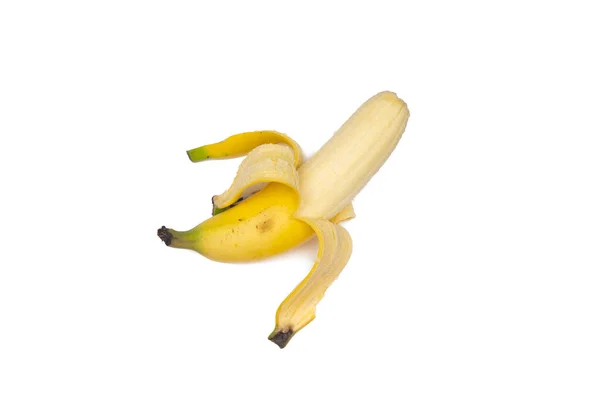 Banana Isolata Sfondo Bianco Concetto Banane Pelate — Foto Stock