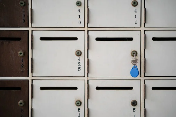 Lockers Cabinets Locker Room School Museum Station Vintage Wooden Locker — 图库照片