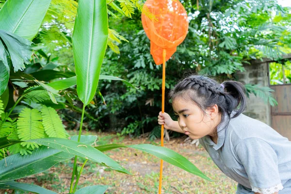 Asian Girl Portrait She Adventuring Wide World Bug Catcher She — Stock Photo, Image