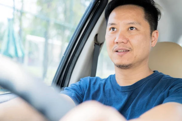 Junge Gut Aussehende Asiatische Mann Auto Fahren Reisen Autofahren Als — Stockfoto