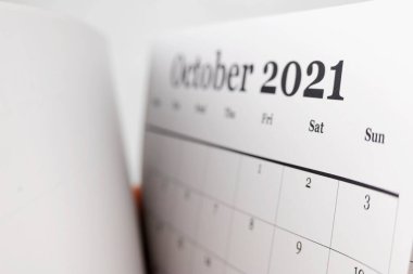 Ekim takvim başlığı. 2021 yıllık takvim.