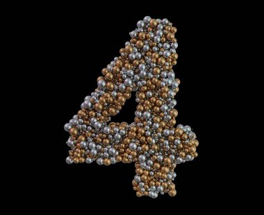 Arka planda açık altın rakamlı dört rakam var. 3B görüntüleme