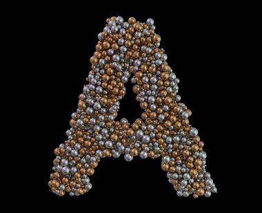 Arka planda açık altın harfli A harfi. 3B görüntüleme