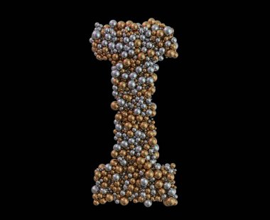 Arka planda açık altın harfli I harfi. 3B görüntüleme