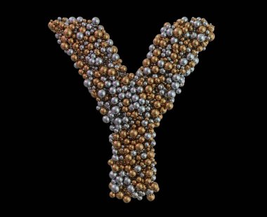 Arka planda açık altın harfli Y harfi var. 3B görüntüleme