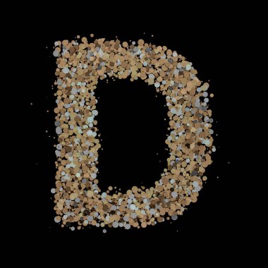 Arka planda açık altın harfli D harfi. Üç Boyut