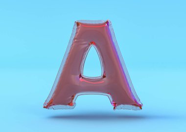 Büyük harf A. Büyük harf. Şeffaf balon yazı tipi. 3B illüstrasyon