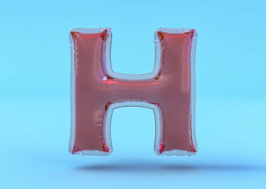 Büyük harf H. Büyük harf. Şeffaf balon yazı tipi. 3B illüstrasyon