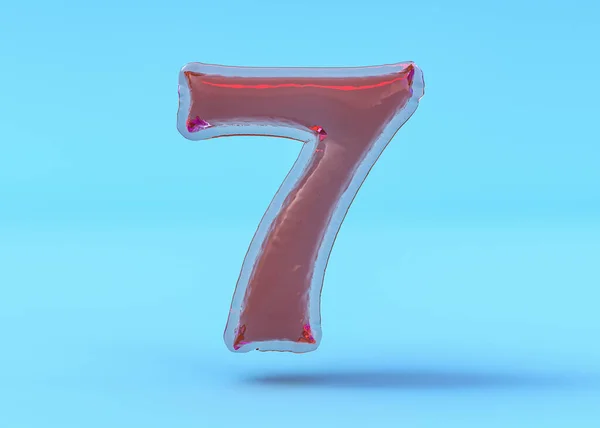 Numer 7. Cyfrowy znak. Przezroczysta czcionka balonowa. 3D ilustracja — Zdjęcie stockowe
