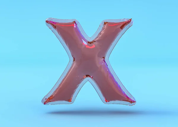 Lettera maiuscola X. maiuscolo. Carattere palloncino trasparente. Illustrazione 3D — Foto Stock