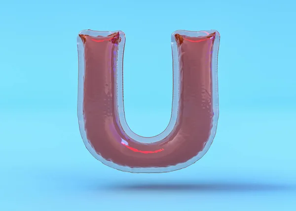 Duża litera U. Duża litera. Przezroczysta czcionka balonowa. 3D ilustracja — Zdjęcie stockowe