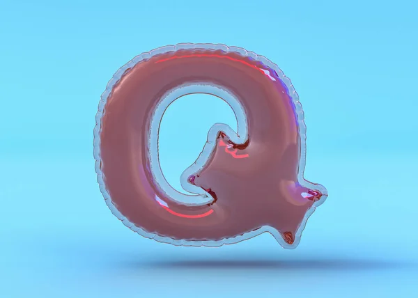 Kapitalbrev Q. Uppercase. Transparent ballongtypsnitt. 3D-illustration — Stockfoto