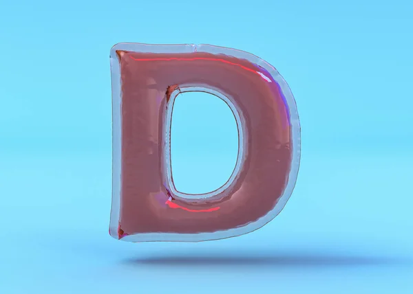 Столична літера D. Uppercase. Прозорий кульковий шрифт. 3D ілюстрація — стокове фото