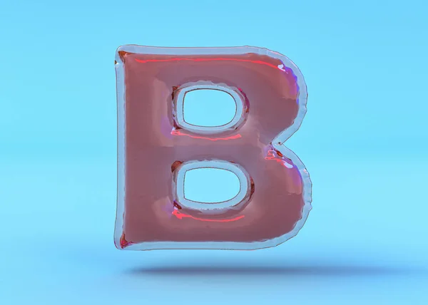 Столична літера B. Uppercase. Прозорий кульковий шрифт. 3D ілюстрація — стокове фото