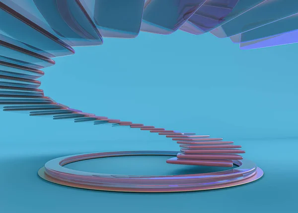 Szklane schody spiralne, abstrakcyjna tapeta architektoniczna. 3D ilustracja Zdjęcia Stockowe bez tantiem