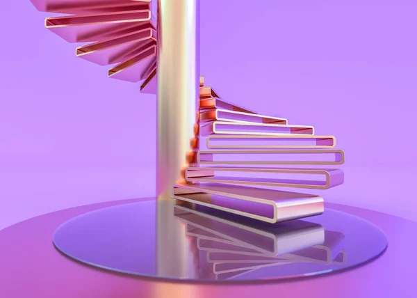 Escada em espiral de vidro, papel de parede arquitetura abstrata. Ilustração 3D — Fotografia de Stock